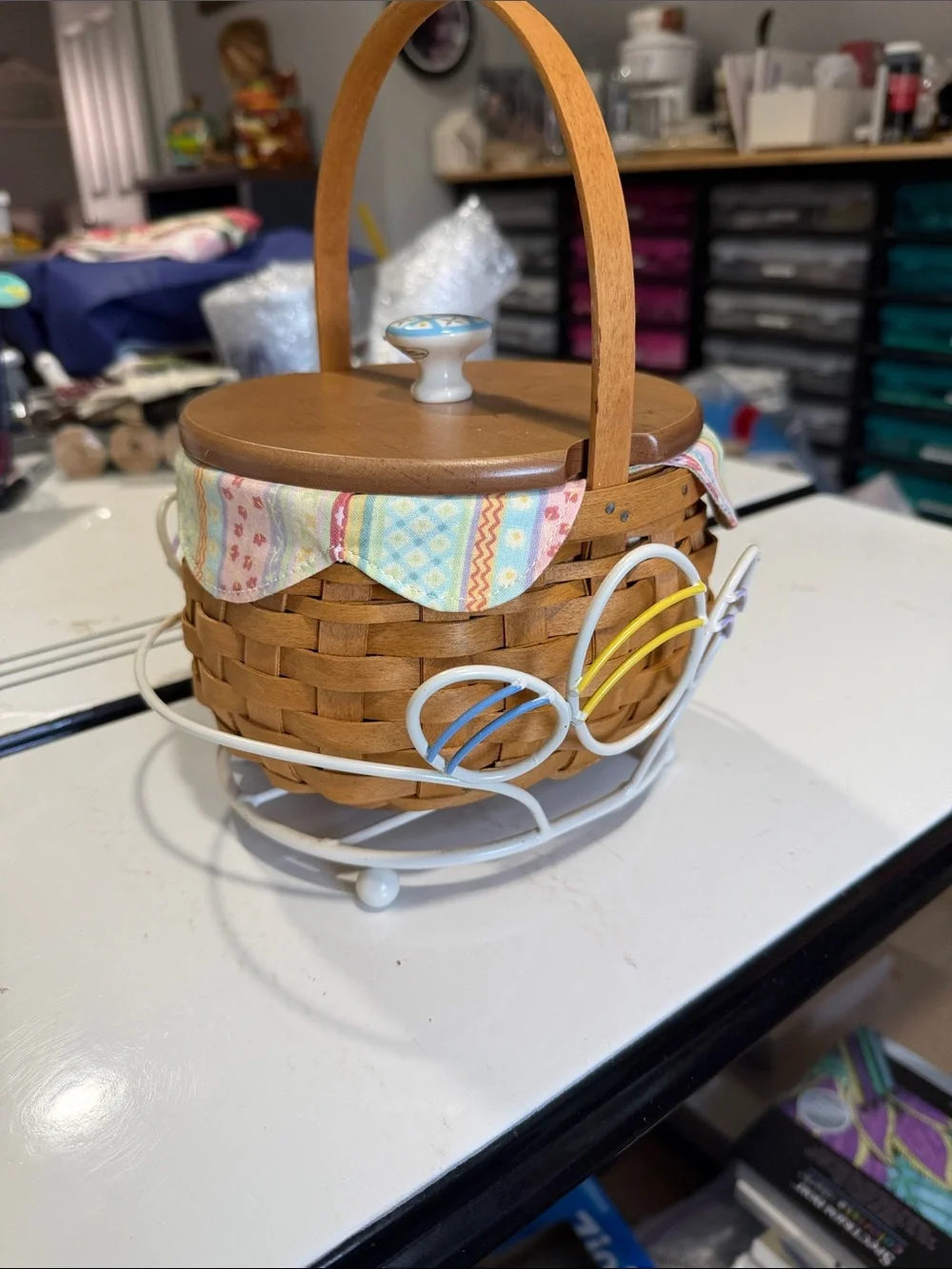 Longaberger 2008 Small Easter Basket Set with Easter Egg Stand